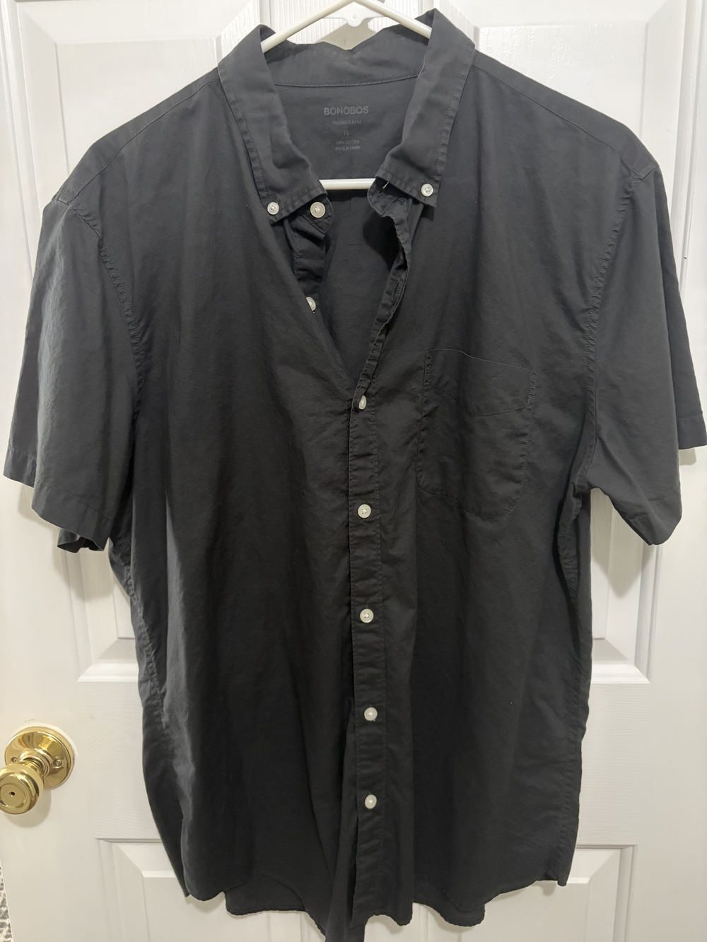 Bonobos Men's Short Sleeve Button-Down Shirt in Charcoal Black